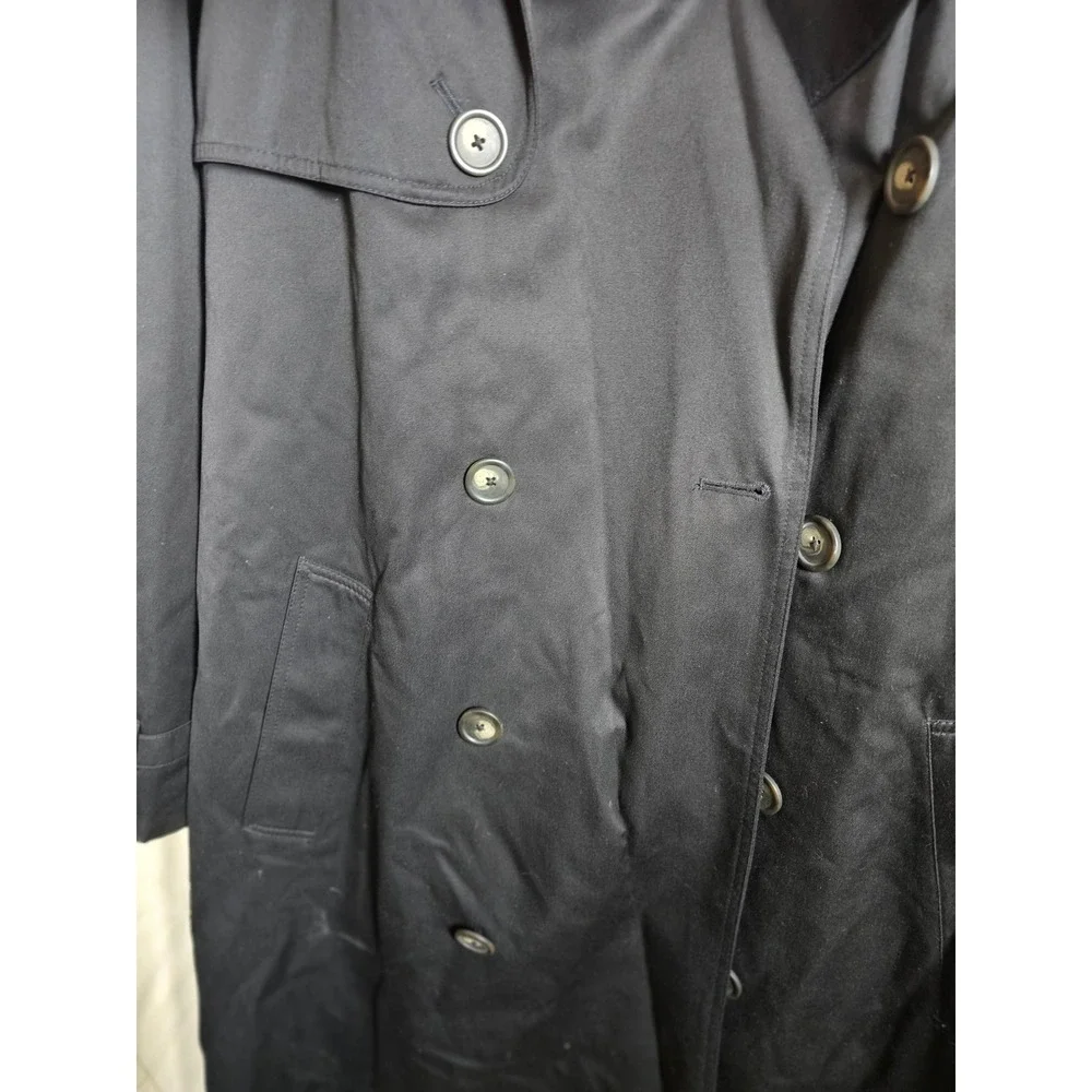 Chaps Mens Black Double Breasted Trench Coat Removable Liner 46L RN 117688